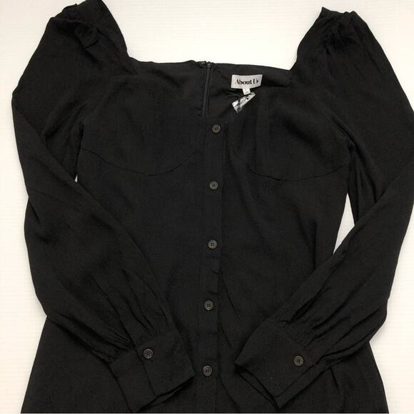 🆕 Revolve About Us Giselle dress button front detail black long sleeve mini - Picture 7 of 13